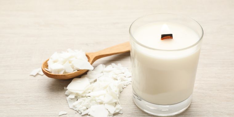 burning soy candle plus flakes